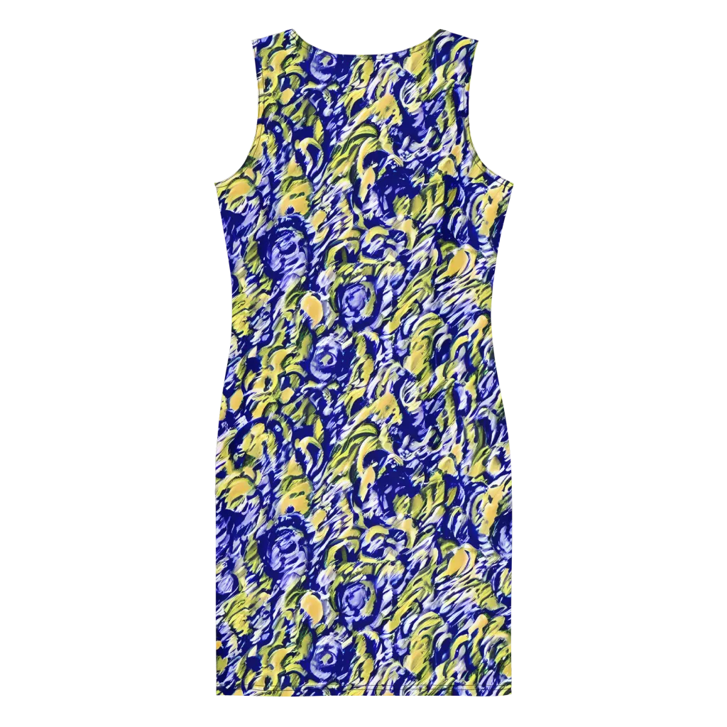 Cobalt Bloomstorm on Bodycon Dress — Back