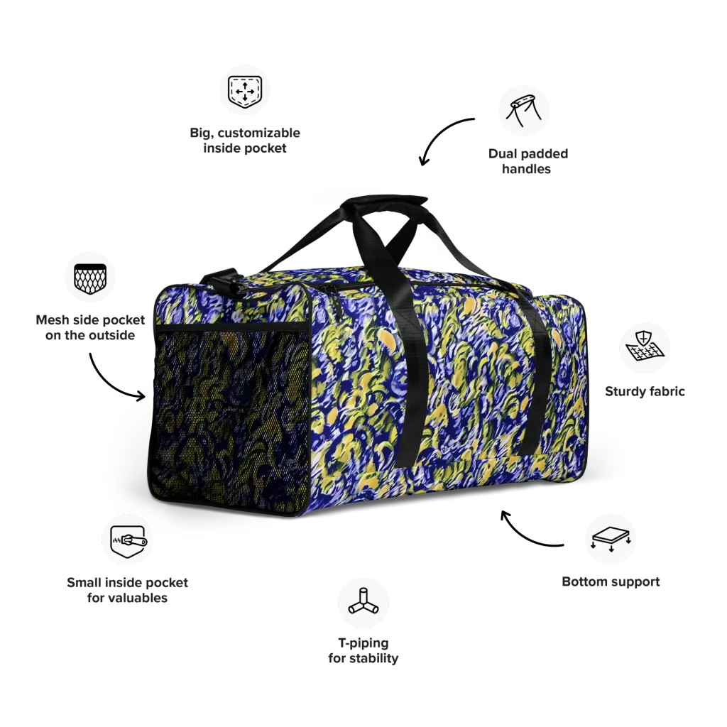Cobalt Bloomstorm on Duffle Bag — Right Front