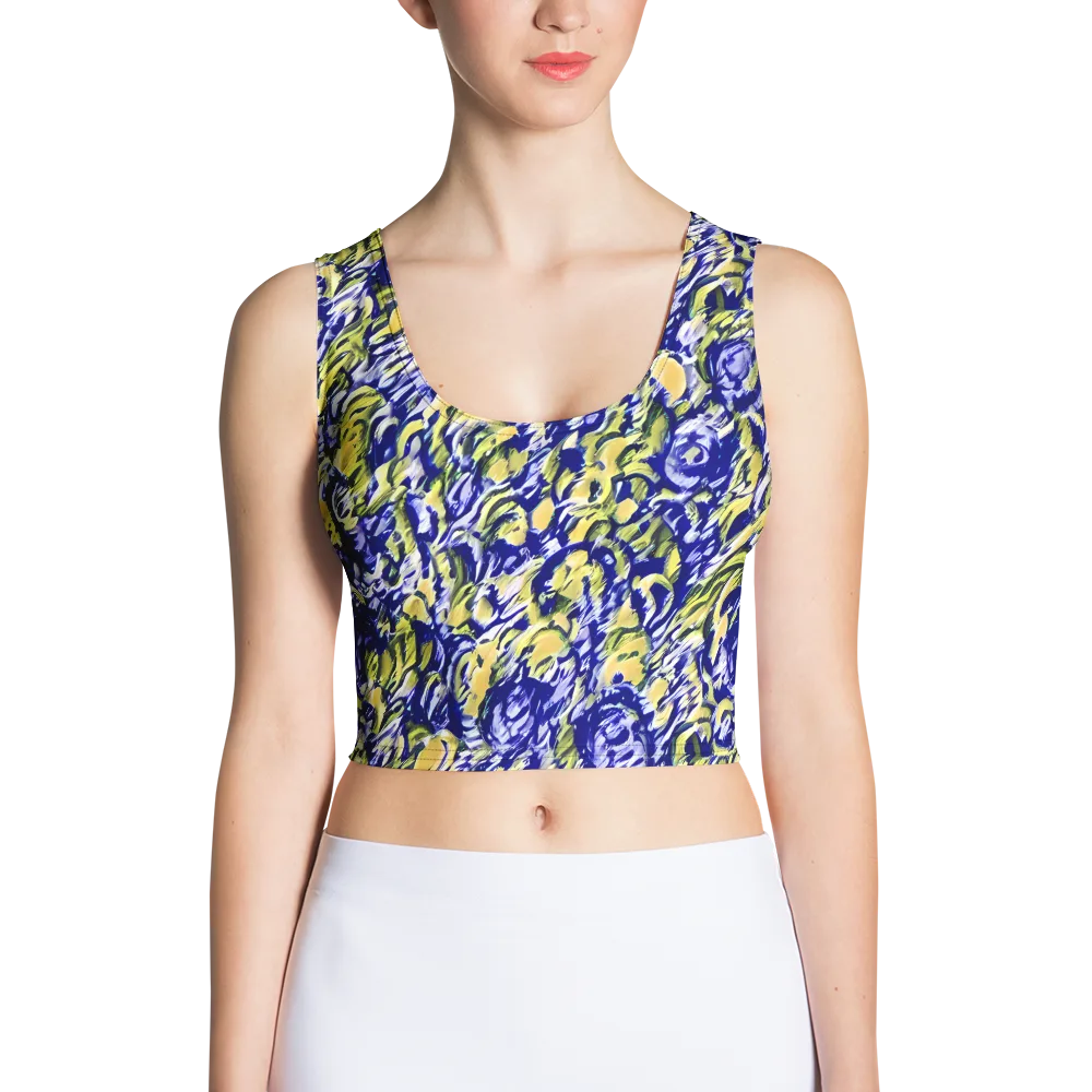 Cobalt Bloomstorm on Crop Top — Front