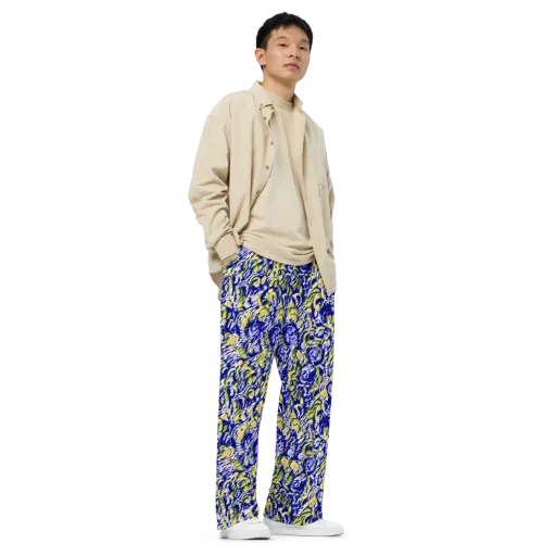 Cobalt Bloomstorm on a Wide-Leg Pants