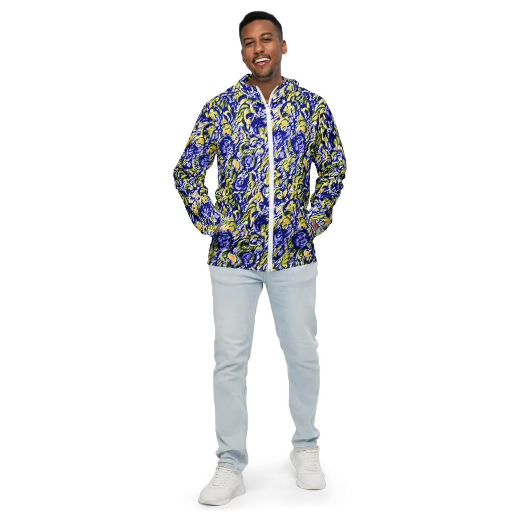 Cobalt Bloomstorm on Men's Windbreaker — Front