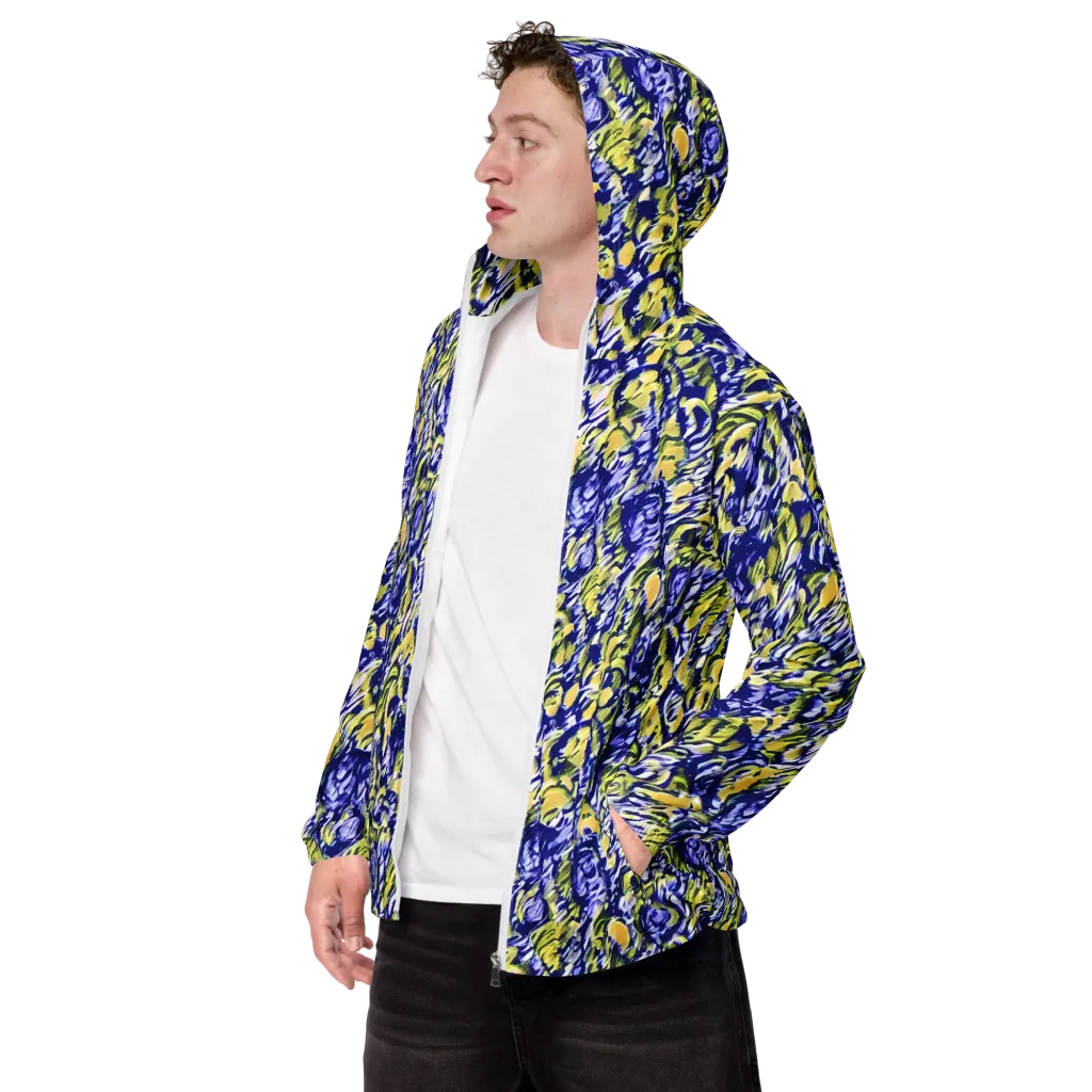 Cobalt Bloomstorm on Men's Windbreaker — Left Front