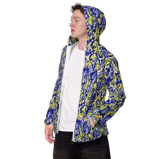 Cobalt Bloomstorm on a Men's Windbreaker