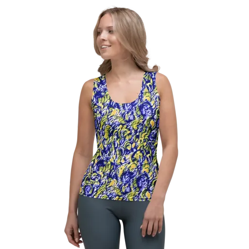 Cobalt Bloomstorm on a Women's Tank Top