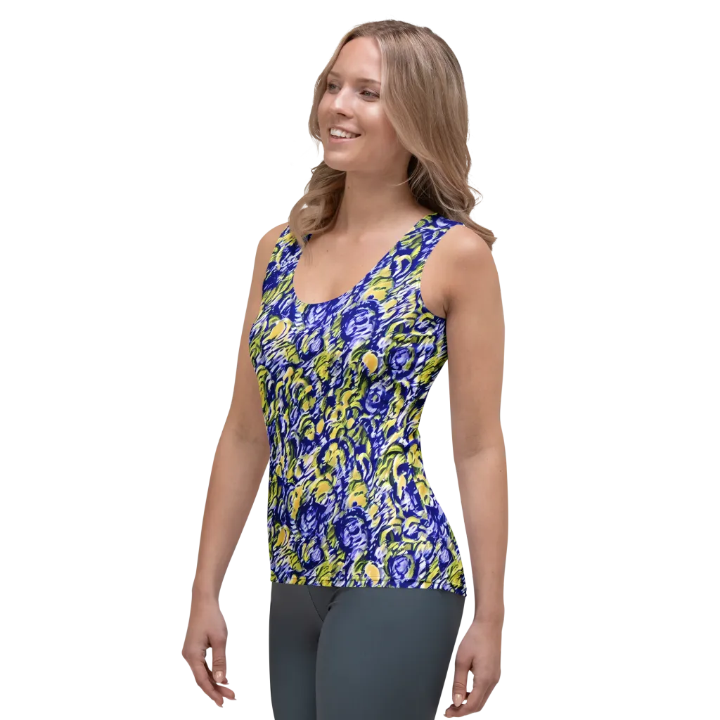 Cobalt Bloomstorm on Women's Tank Top — Left Front