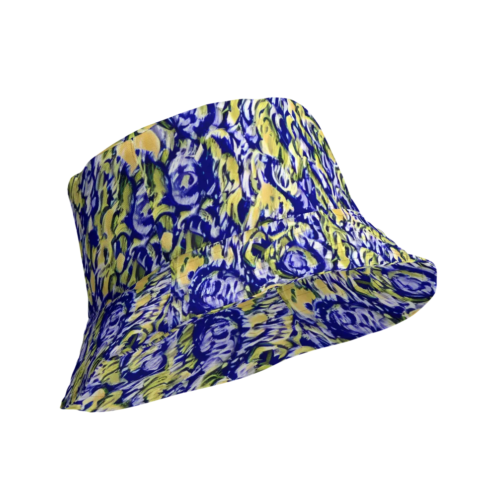 Cobalt Bloomstorm on Reversible Bucket Hat — Product details Outside