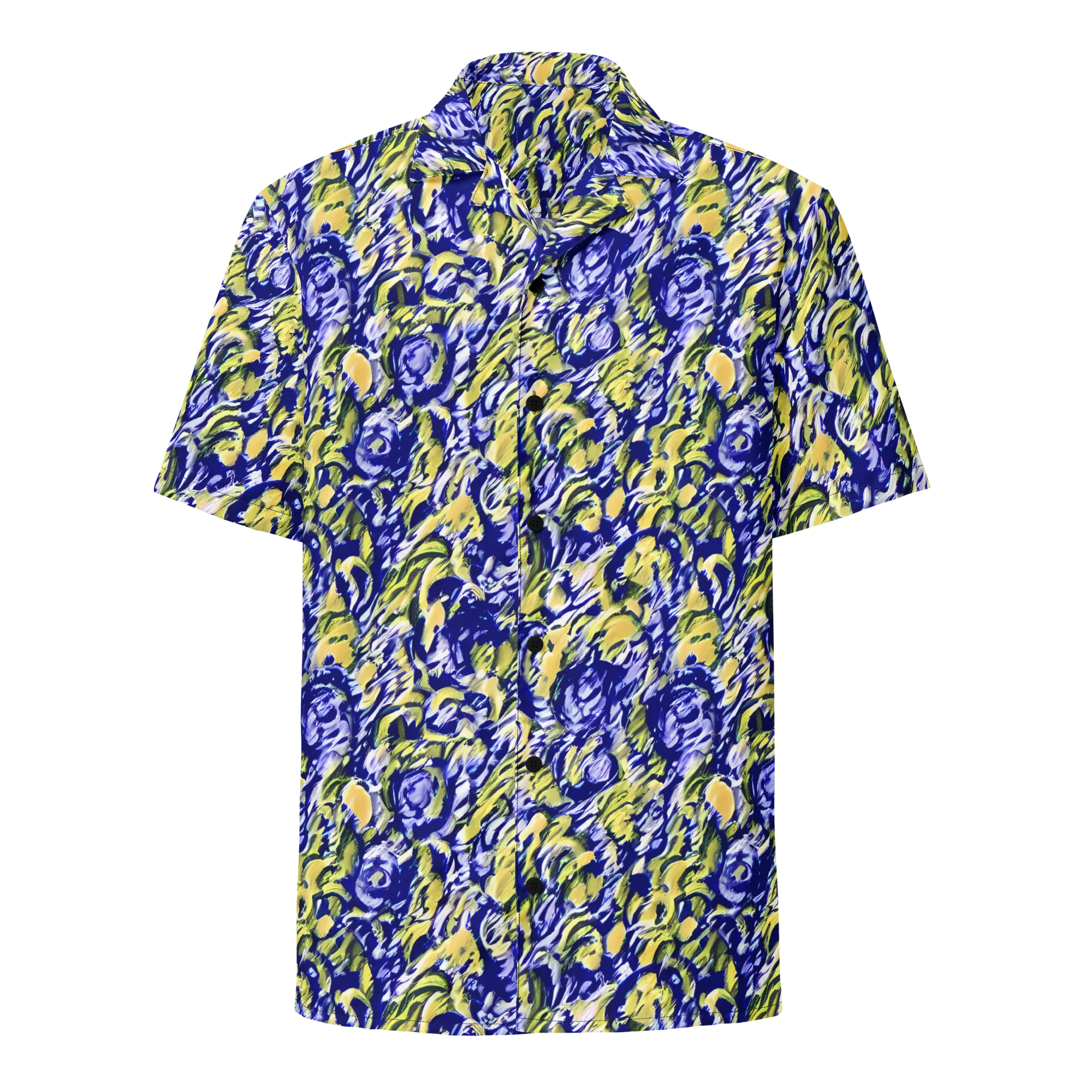 Cobalt Bloomstorm on Button Shirt — Front