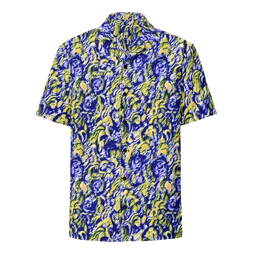Cobalt Bloomstorm on Button Shirt — Front