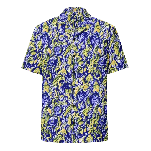 Cobalt Bloomstorm on a Button Shirt