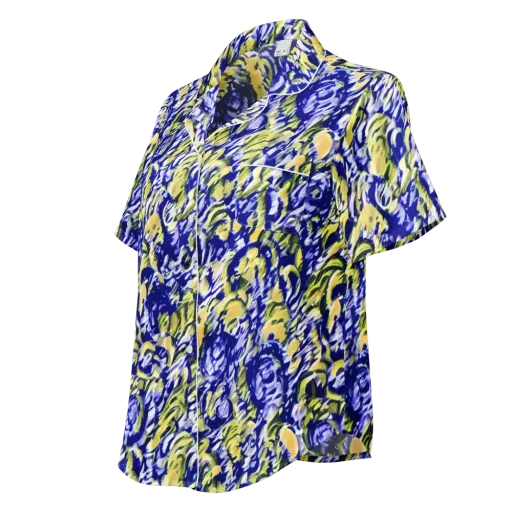 Cobalt Bloomstorm on a Women's Short Sleeve Pajama Top