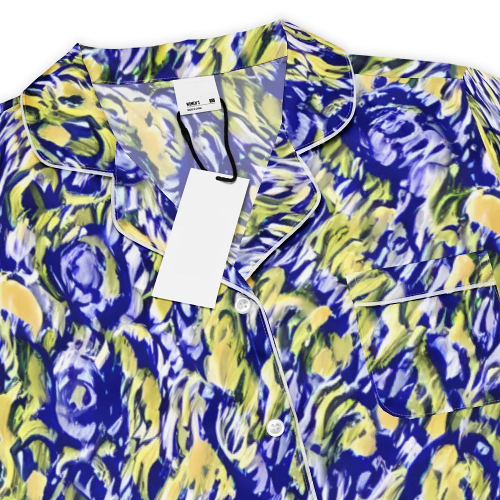 Cobalt Bloomstorm on Women's Short Sleeve Pajama Top — Product details
