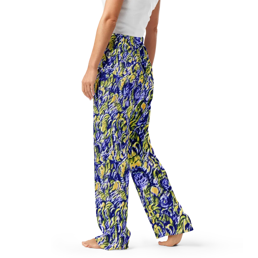 Cobalt Bloomstorm on Women's Pajama Pants — Left