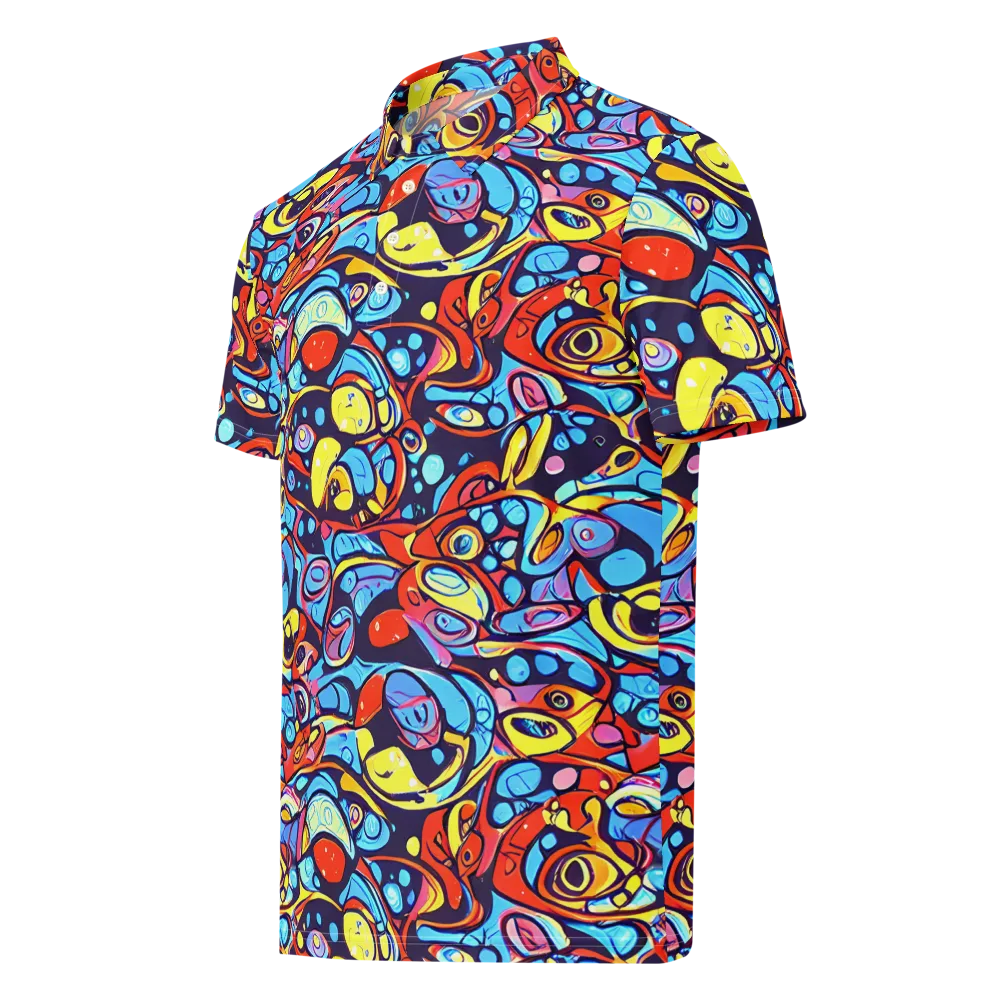 Neon Biomorph on Men's Slim Fit Polo Shirt — Left Front