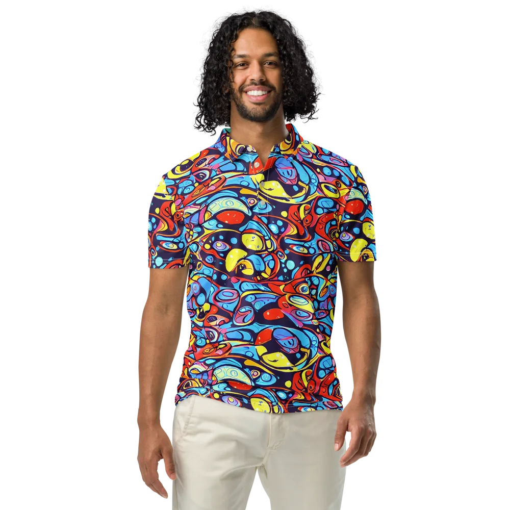 Neon Biomorph on Men's Slim Fit Polo Shirt — Front