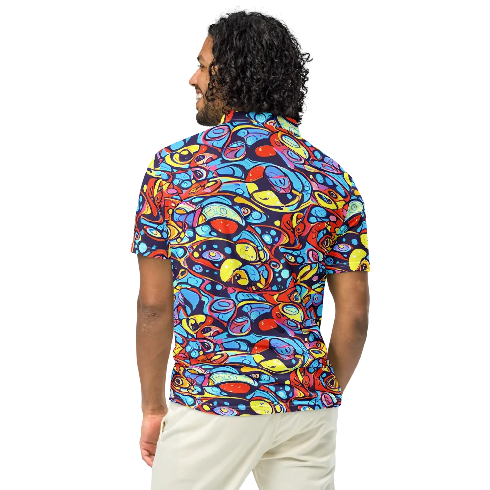 Neon Biomorph on Men's Slim Fit Polo Shirt — Back