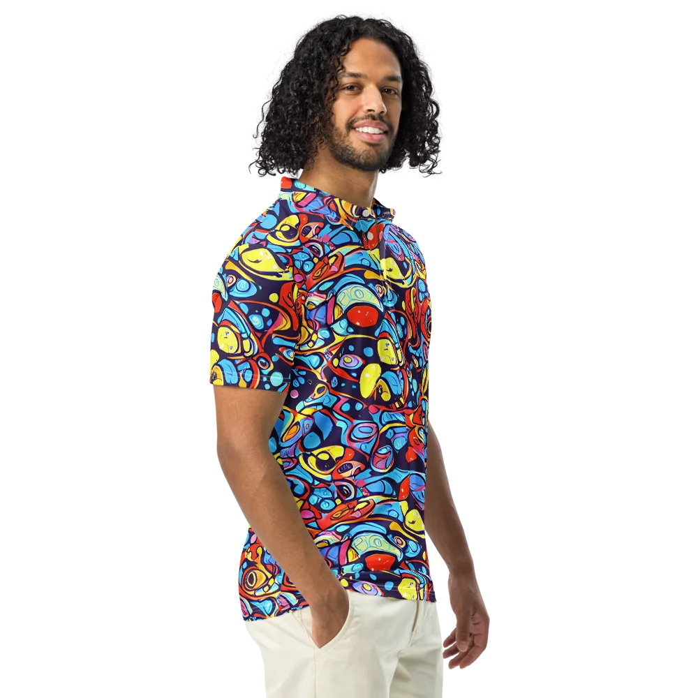 Neon Biomorph on Men's Slim Fit Polo Shirt — Right Front