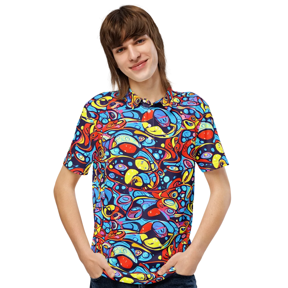 Neon Biomorph on Men's Slim Fit Polo Shirt — Front