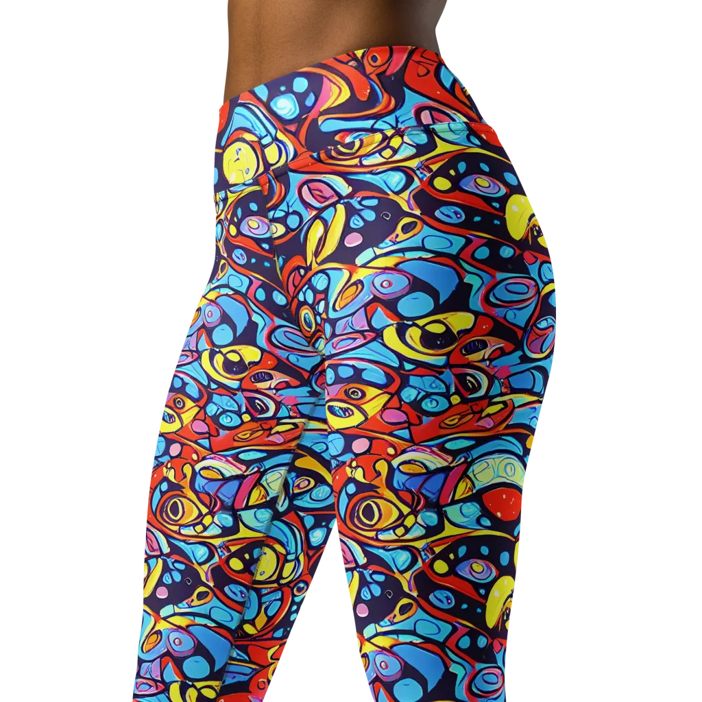 Neon Biomorph on Yoga Leggings — Left Front