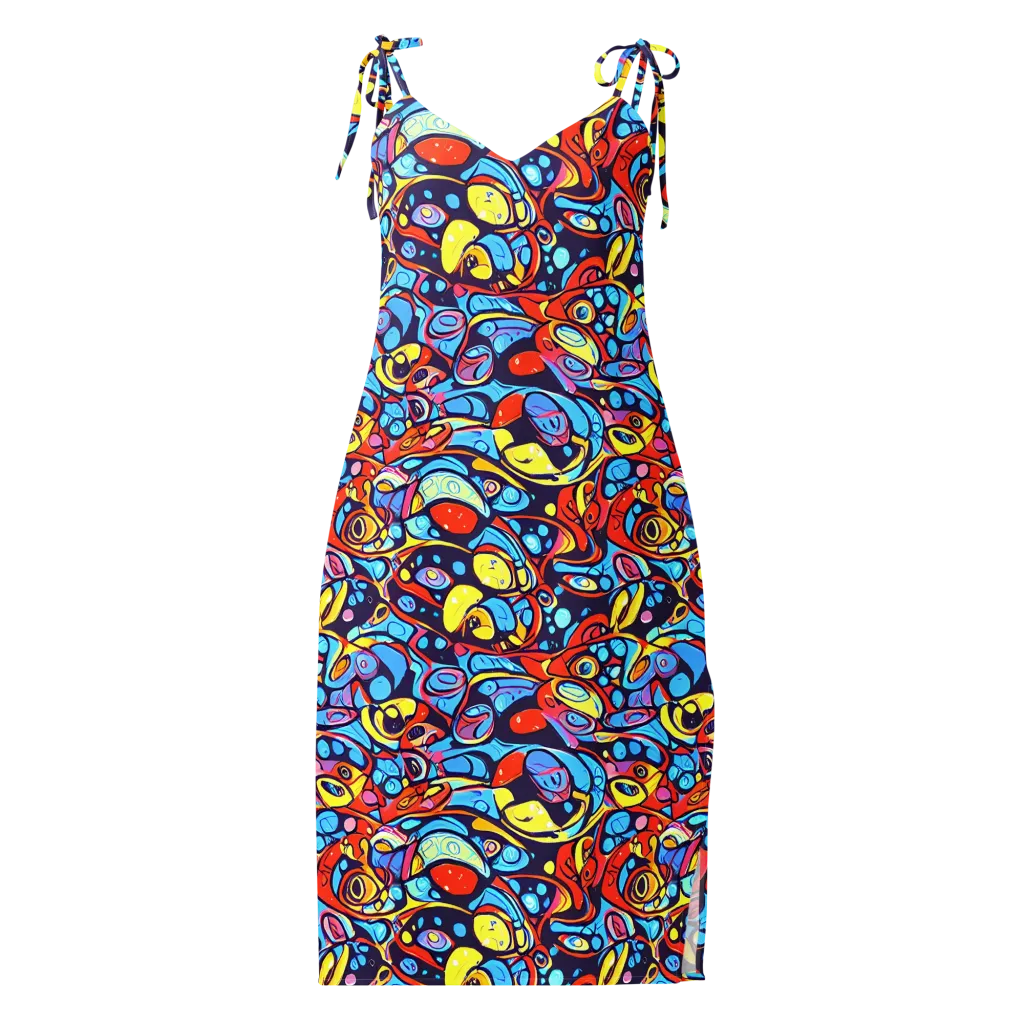 Neon Biomorph on Slip Dress — Front