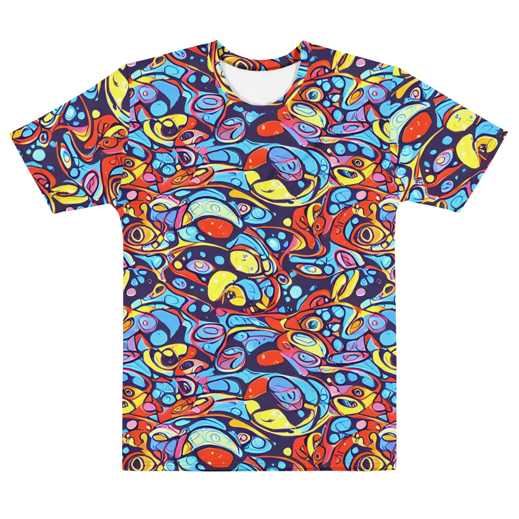 Neon Biomorph on Men's Cotton Crew Neck T-Shirt — Front