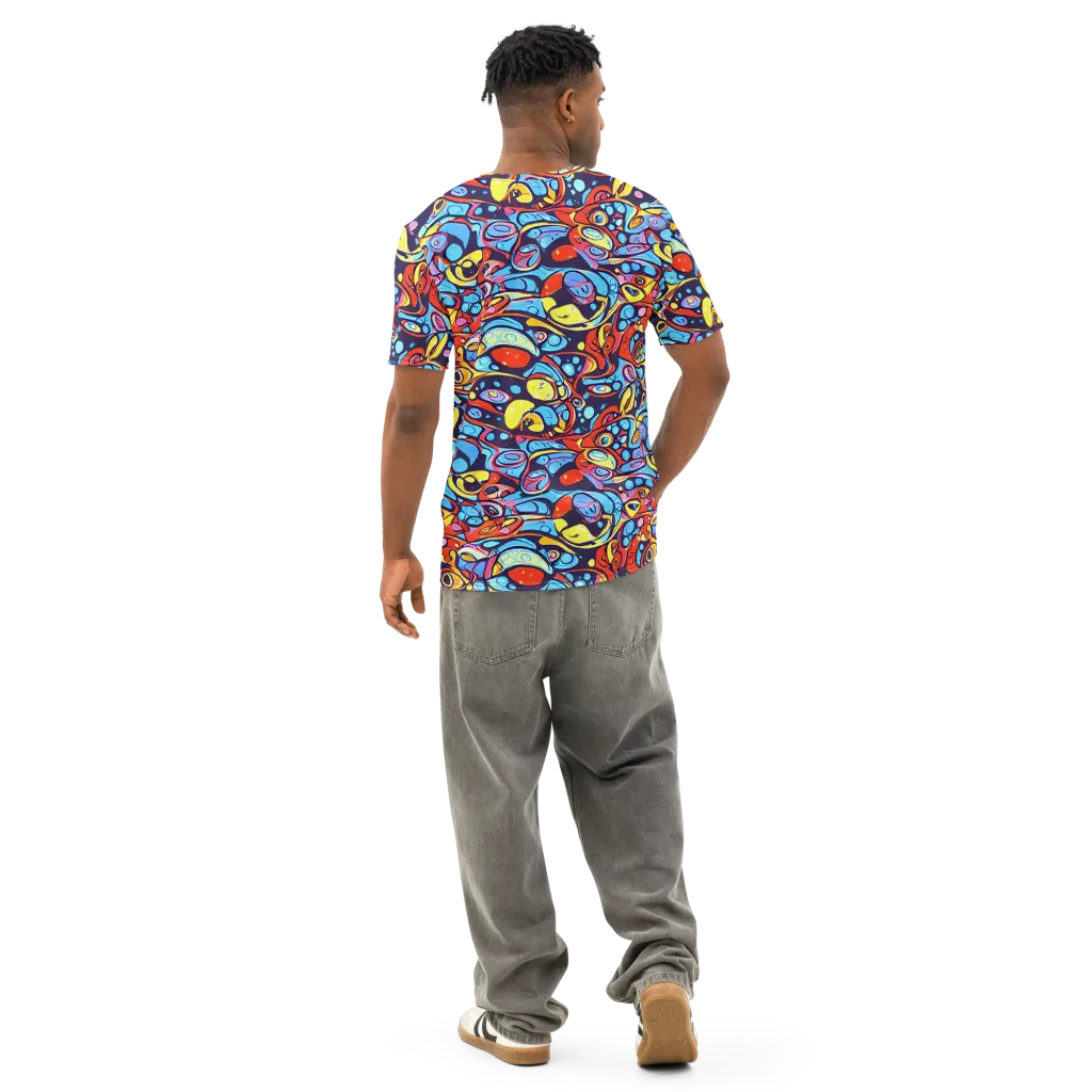 Neon Biomorph on Men's Cotton Crew Neck T-Shirt — Back