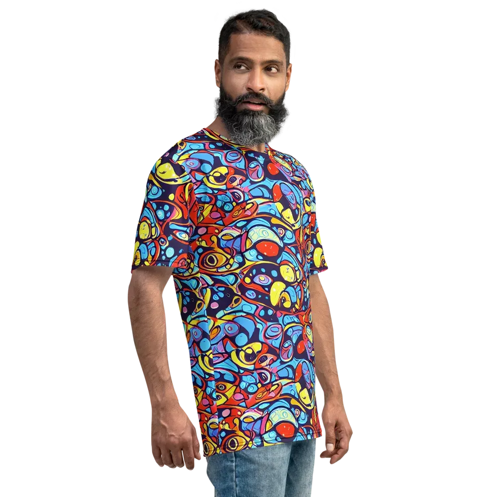 Neon Biomorph on Men's Crew Neck T-Shirt — Right