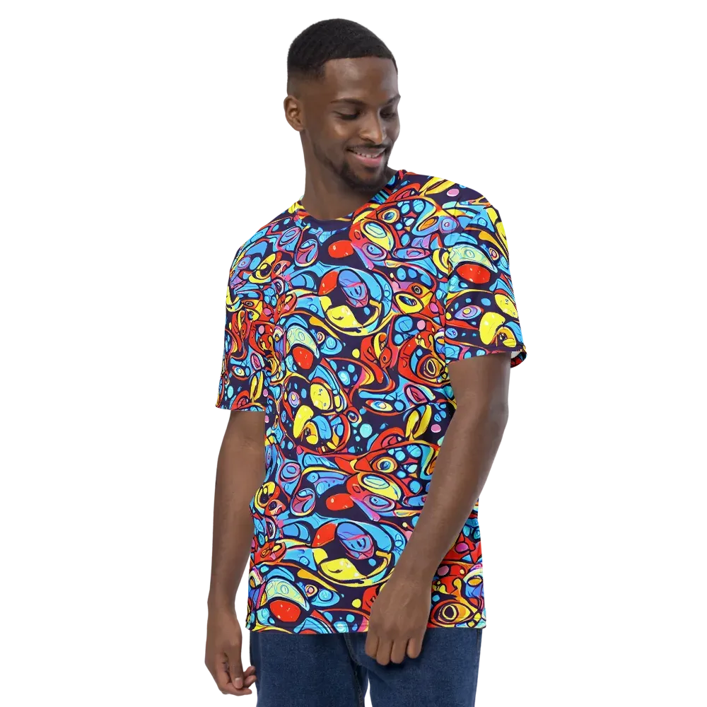 Neon Biomorph on Men's Crew Neck T-Shirt — Left