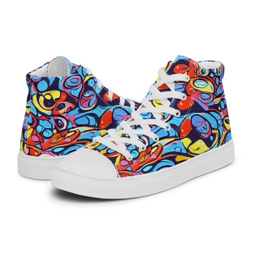 Neon Biomorph on a Men's High Top Canvas Shoes
