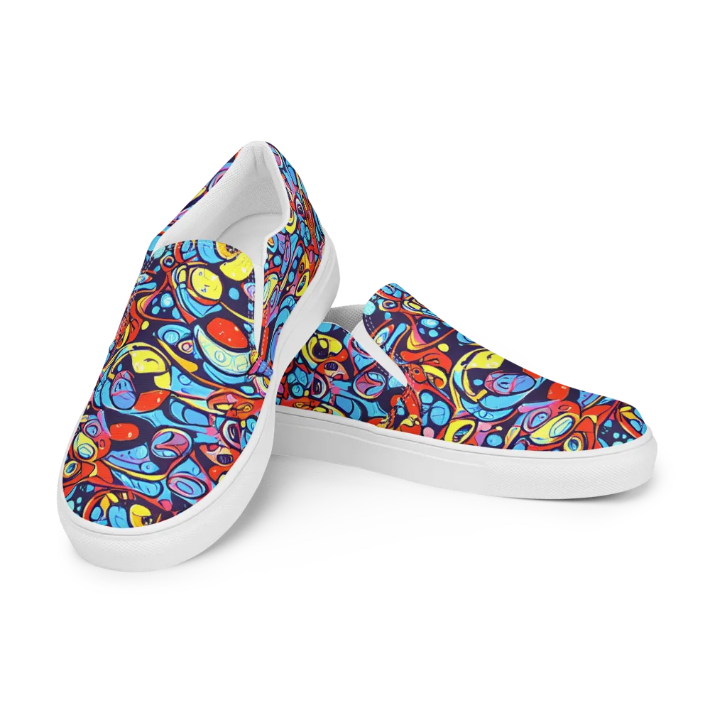 Neon Biomorph on Men's Slip-On Canvas Shoes — Left Front