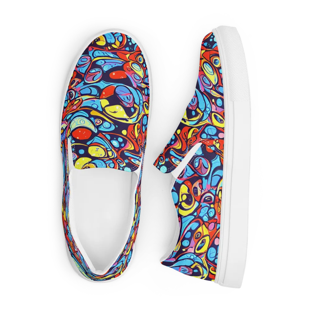 Neon Biomorph on Men's Slip-On Canvas Shoes — Front