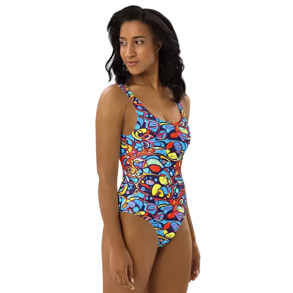Neon Biomorph on One-Piece Swimsuit — Right