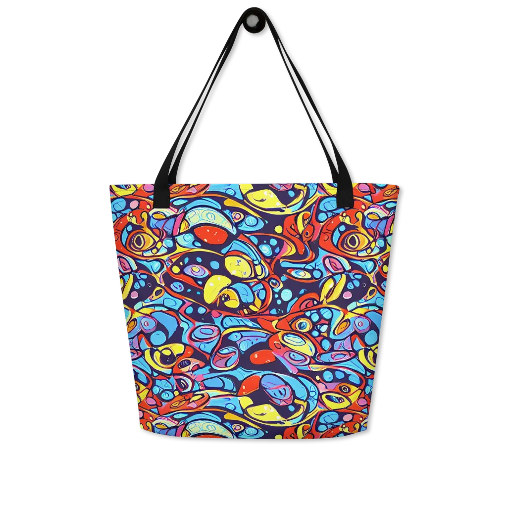 Neon Biomorph on Large Tote Bag W/ Pocket — Front