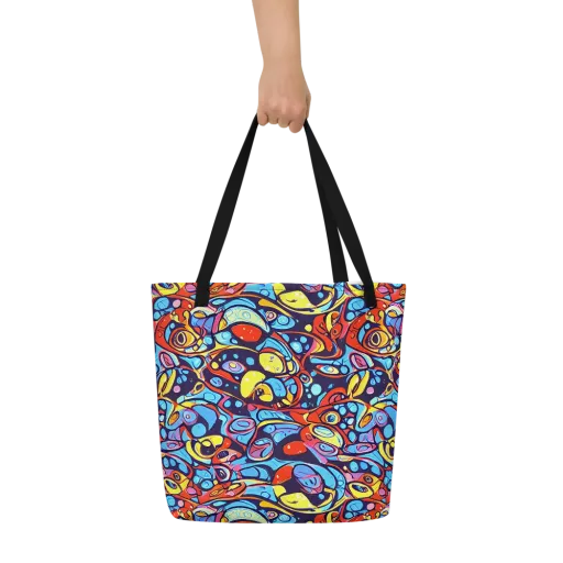 Neon Biomorph on a Large Tote Bag W/ Pocket
