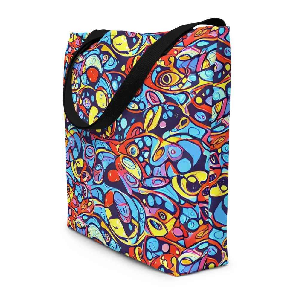 Neon Biomorph on Large Tote Bag W/ Pocket — Front