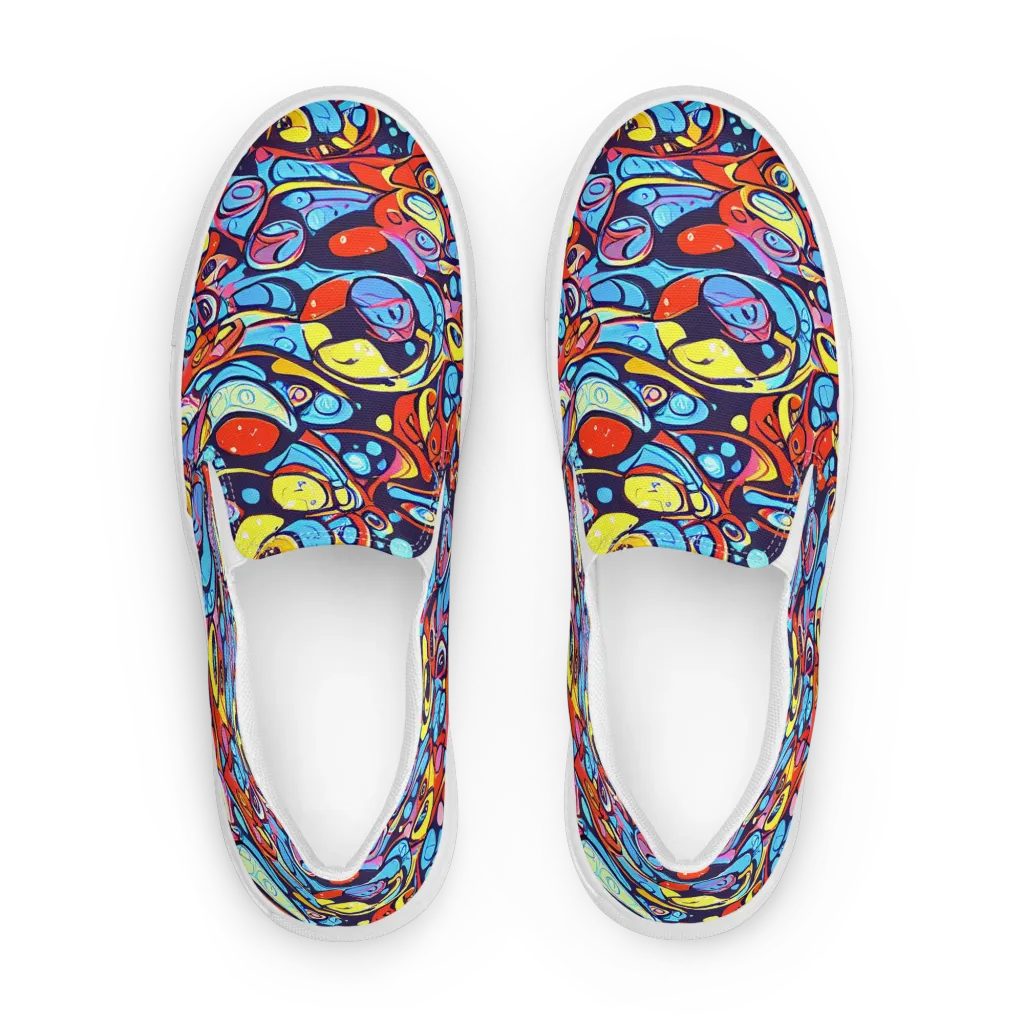 Neon Biomorph on Women's Slip-On Canvas Shoes — Front