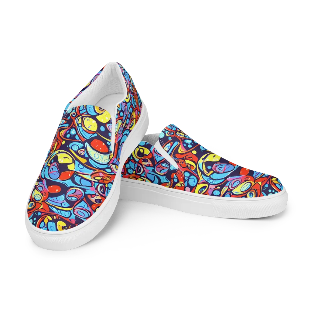 Neon Biomorph on Women's Slip-On Canvas Shoes — Left Front