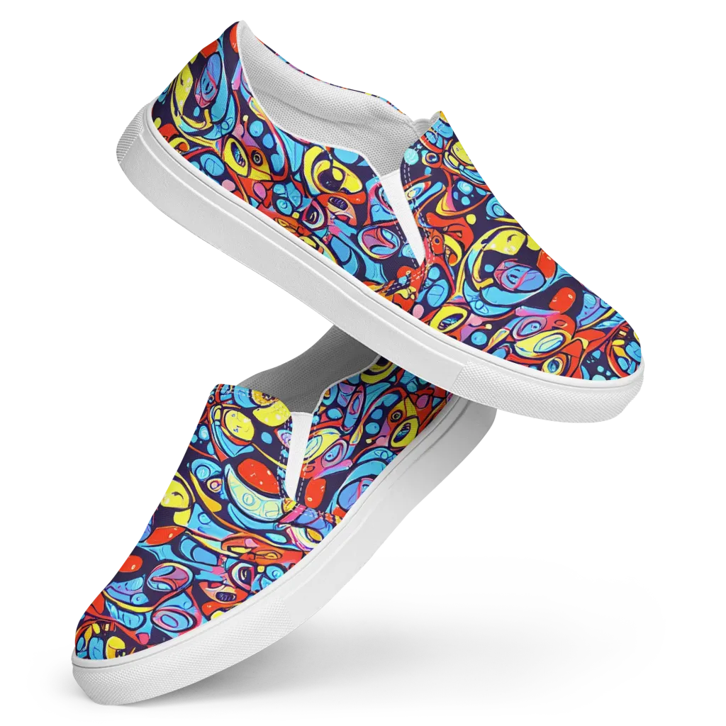 Neon Biomorph on Women's Slip-On Canvas Shoes — Front