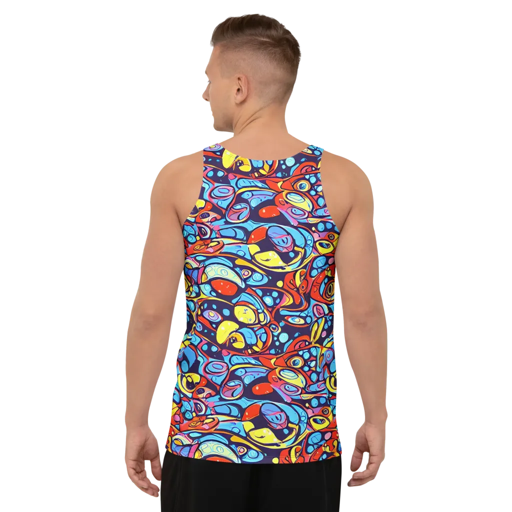 Neon Biomorph on Men's Tank Top — Back