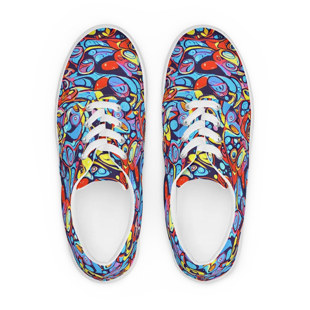 Neon Biomorph on Men's Lace-Up Canvas Shoes — Front