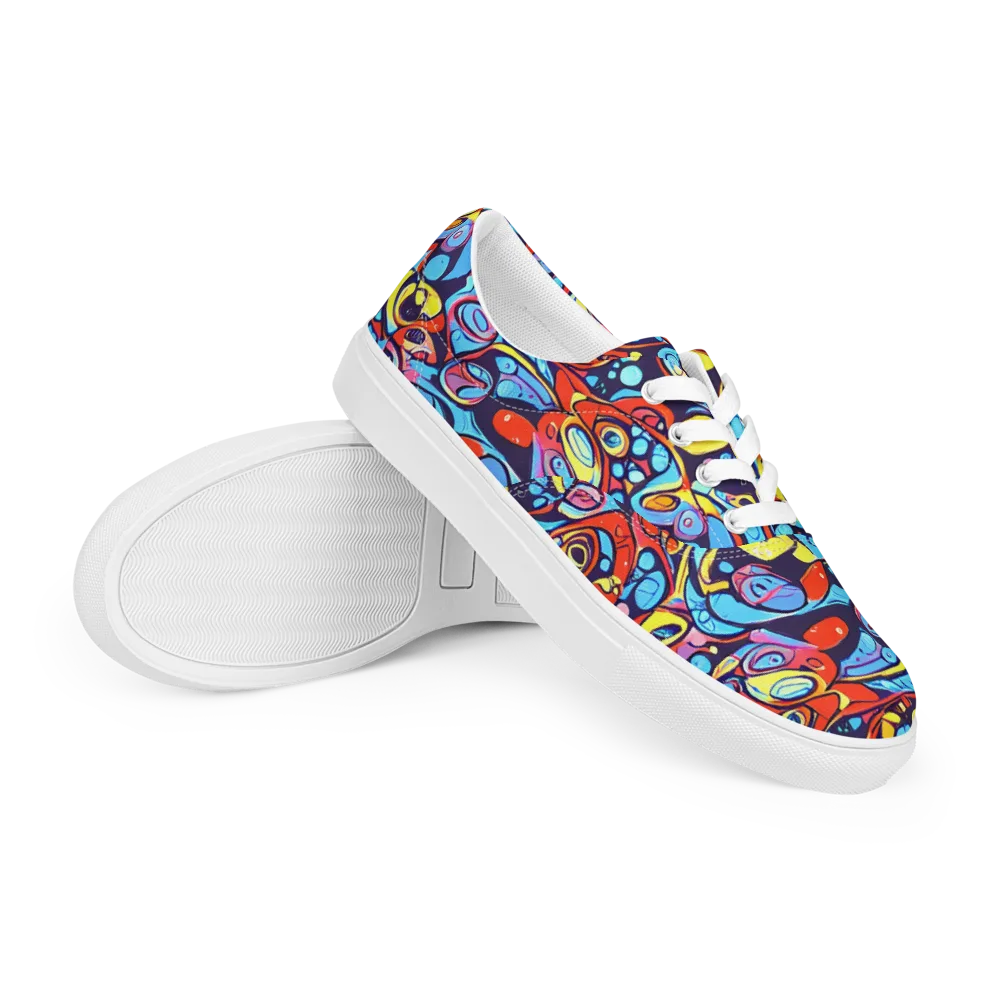 Neon Biomorph on Men's Lace-Up Canvas Shoes — Right Front