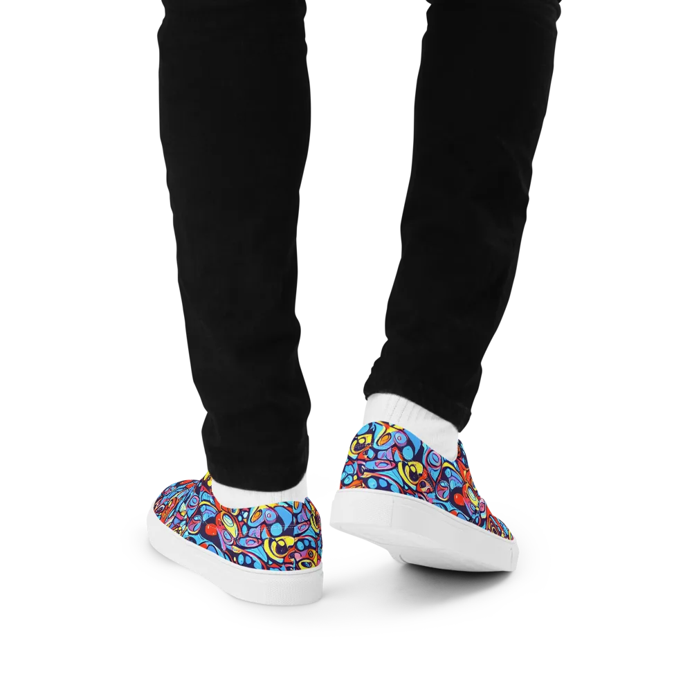 Neon Biomorph on Men's Lace-Up Canvas Shoes — Back
