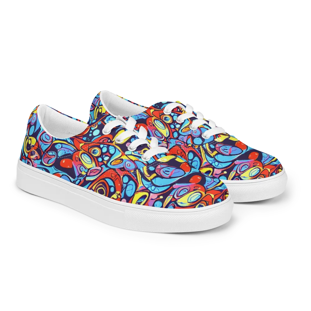 Neon Biomorph on Men's Lace-Up Canvas Shoes — Right Front