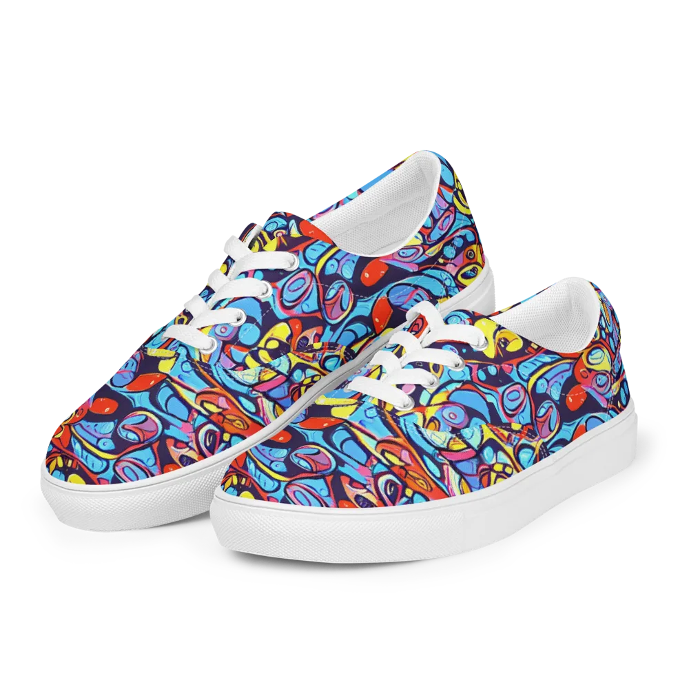 Neon Biomorph on Men's Lace-Up Canvas Shoes — Left Front