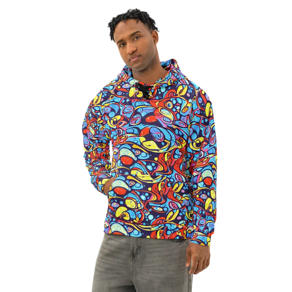 Neon Biomorph on Cotton Hoodie — Left Front