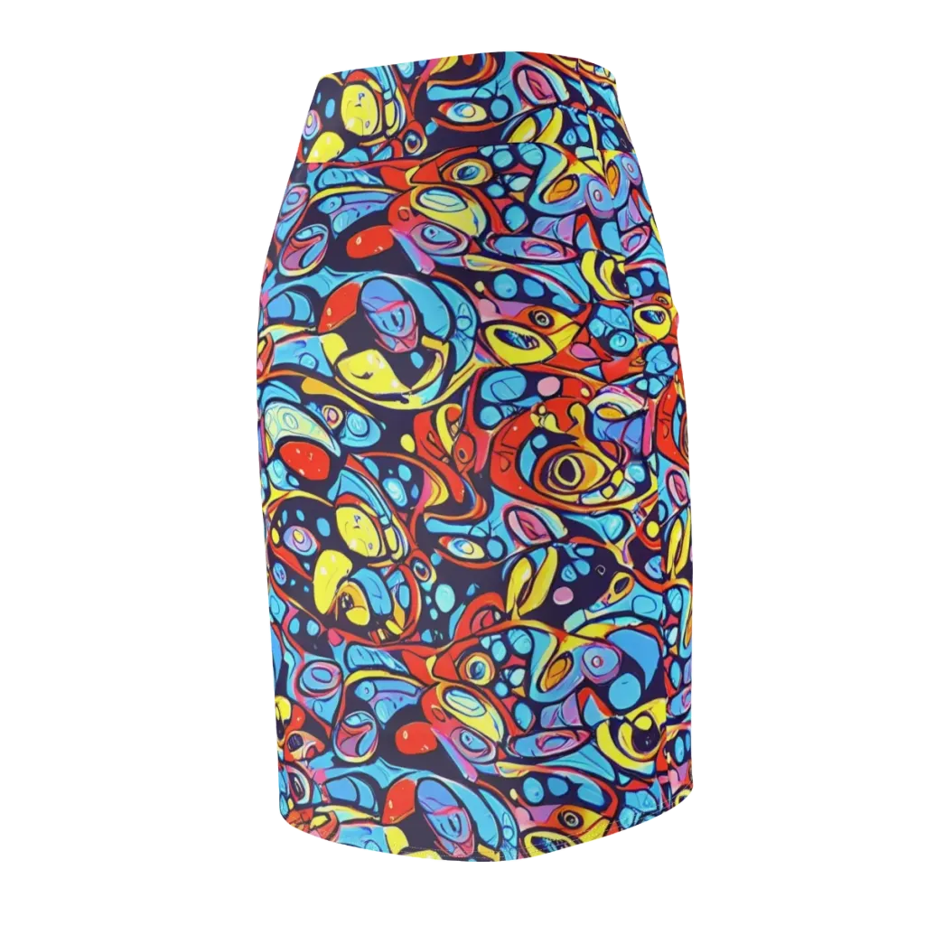 Neon Biomorph on Pencil Skirt — Back Side