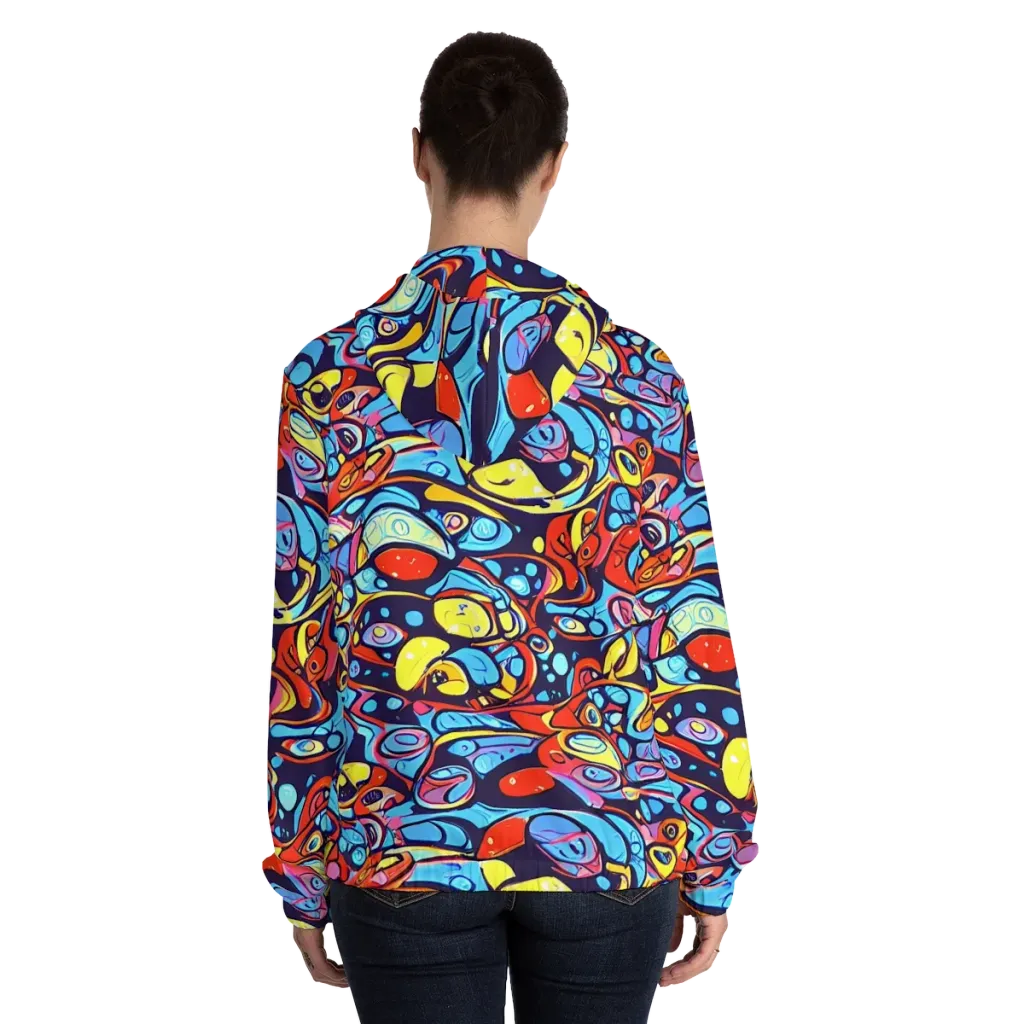 Neon Biomorph on Women's Full-Zip Hoodie — Back On Person