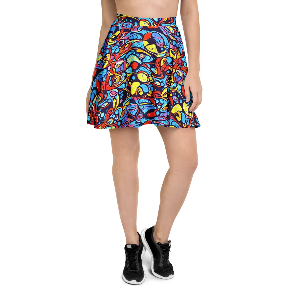 Neon Biomorph on Skater Skirt — Front