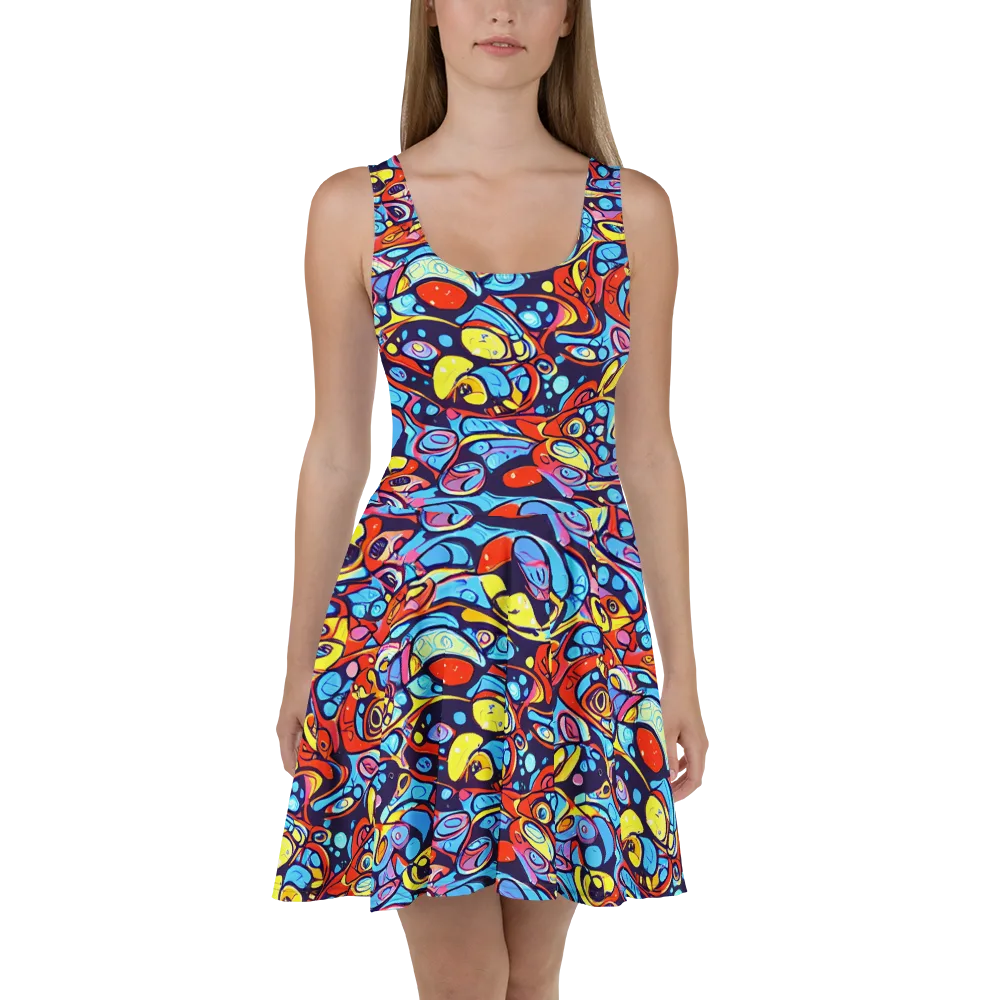 Neon Biomorph on Skater Dress — Front