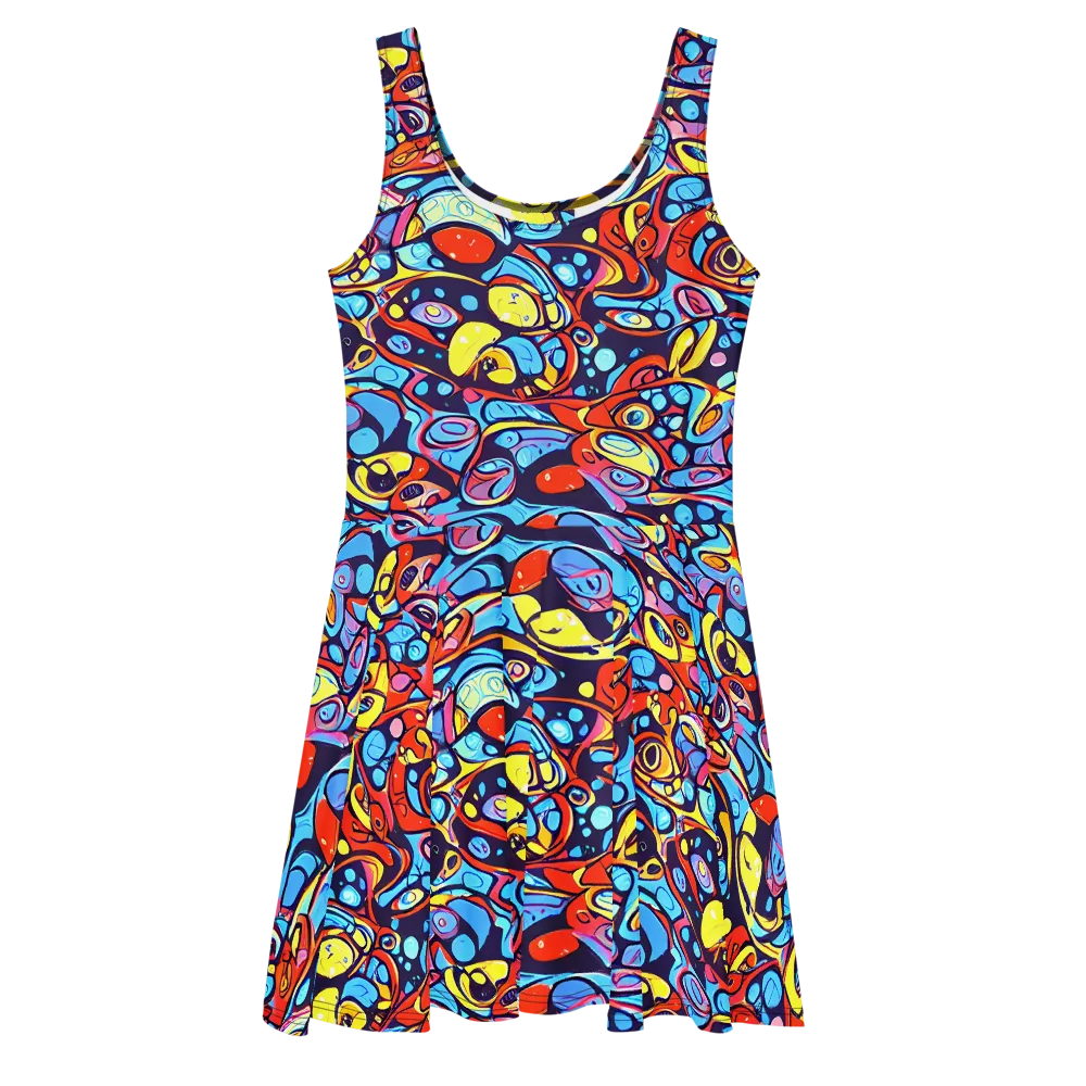 Neon Biomorph on Skater Dress — Front