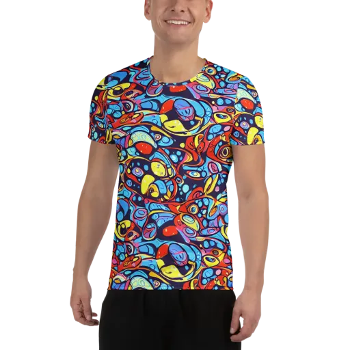 Neon Biomorph on a Men's Athletic T-Shirt